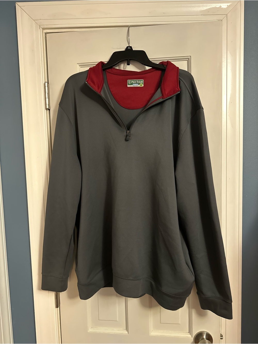 Men's Pro Tour Gray Quarter-Zip Performance Pullover with Red Lining